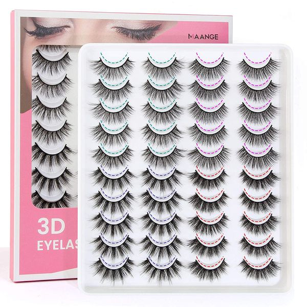 Weiche Wimpern, 20 Paar, wiederverwendbare 3D-Wimpern aus künstlichem Nerz, handgefertigt, gemischt, 4 Stile, natürlicher Look, dramatisches, flauschiges Wispy-Set, Multipack