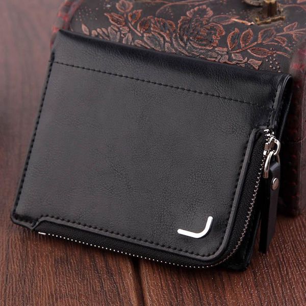 

wallets 1 pcs men wallet purse short design pu leather zipper vintage for money cards coin lby2021, Red;black