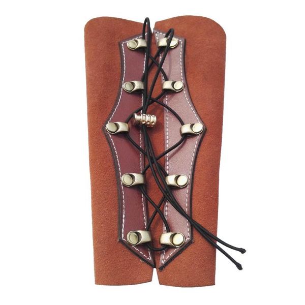 

elbow & knee pads cowhide armband genuine leather adjustable archery arm guard protection accessory for hunting practice safe strap, Black;gray