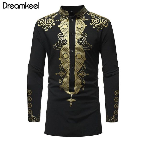 

mens hipster african print dress shirt 2021 brand tribal ethnic men long sleeve shirts africa clothing y men's casual, White;black