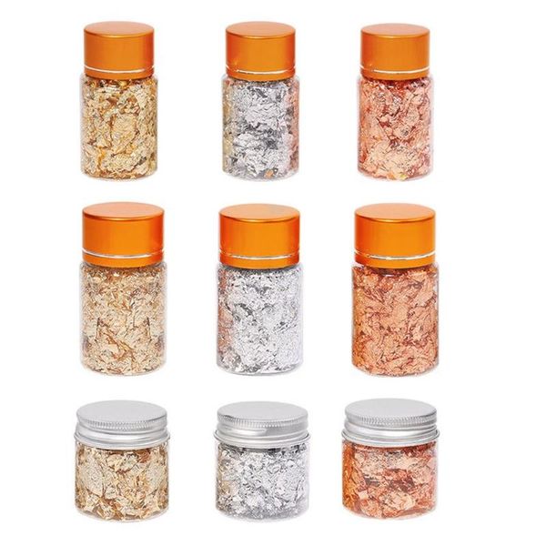 

nail art decorations imitation gold sliver copper foil sequins glitters craft leaf flake sheets f1ff, Silver;gold