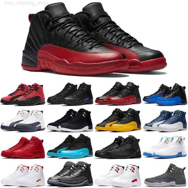 

original 12 12s mens basketball shoes utility twist playoffs royalty reverse flu game bulls men trainers sports sneakers size 7-13, White;red