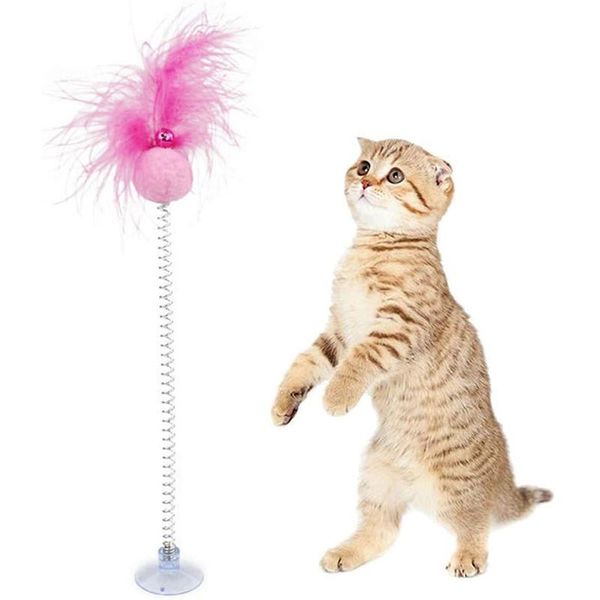

cat toys suction cup feather ball funny stick spring durable and materials