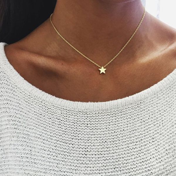 

2021 nieuwe vrouwen chocker gouden/zilver kleur ketting ster hart choker sieraden collana kolye bijoux collares mujer collier, Silver