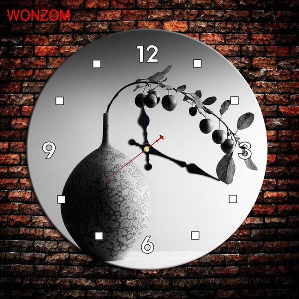 

wall clocks wonzom flower large clock silent living room leaves decor saat home decoration watch 2021 reloj de pared gift