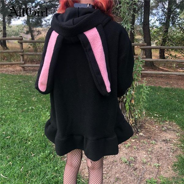 

women's jackets altgirl autumn kawaii coats women harajuku japanese style fairy grunge ears loose hoodied cute sweet y2k e-girl, Black;brown