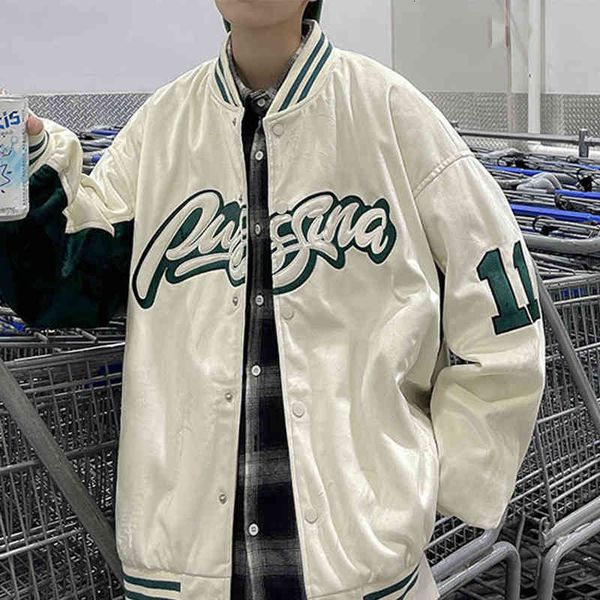 

women's jackets vintage letter embroidery baseball single-breasted oversize varsity uniform korean style casual loose coats 0qk4, Black;brown