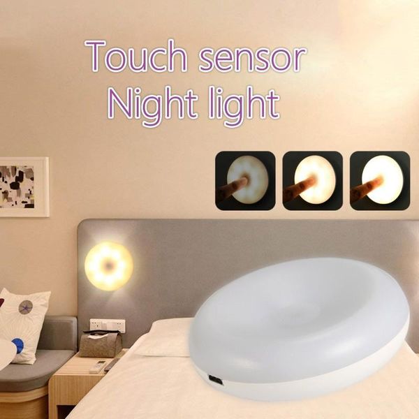 

touch sensor night light magnetic base wall lamp usb charging circle portable stepless dimming