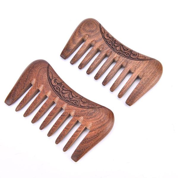

hair brushes pocket wooden comb natural gold sandalwood super wide tooth wood combs double side engraved small, Silver