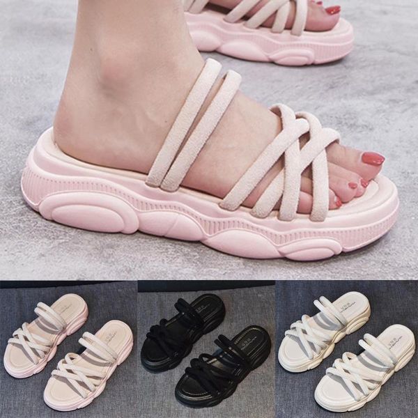 

women sandals platform female shoes summer comfortable ladies slip-on flats soft sandalias plus size pumps, Black