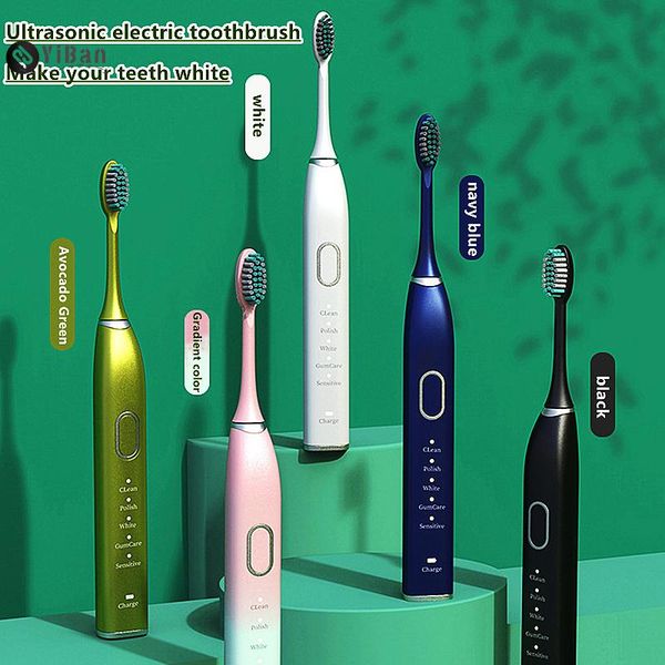 

smart electric toothbrush sonic timer brush 5 mode usb charger ipx7 waterproof rechargeable tooth brushes replacement heads set