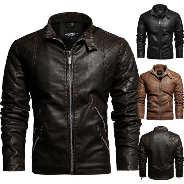 

men's jackets 2021 factory direct sale mens sports outdoor outerwear leather slim locomotive motorcycle lining fleece ride biker coats, Black;brown