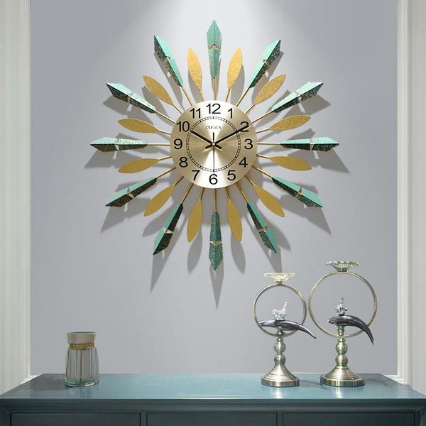 

nordic design large metal wall clock american art silent movement luxury creative relojes pared home decoration 50wc clocks
