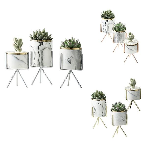 

vases practical nordic marble pattern vase ceramic iron art rose gold silver tablegreen plant flower pot home office de