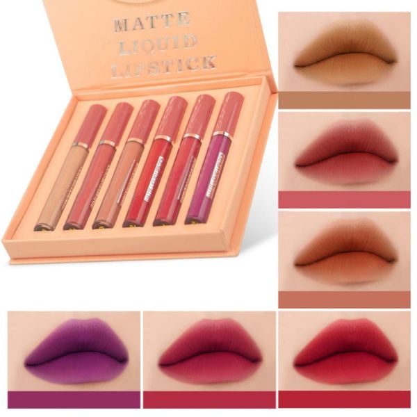 

lip gloss 6pcs matte liquid lipstick makeup set long-lasting wear non-stick cup waterproof 36g