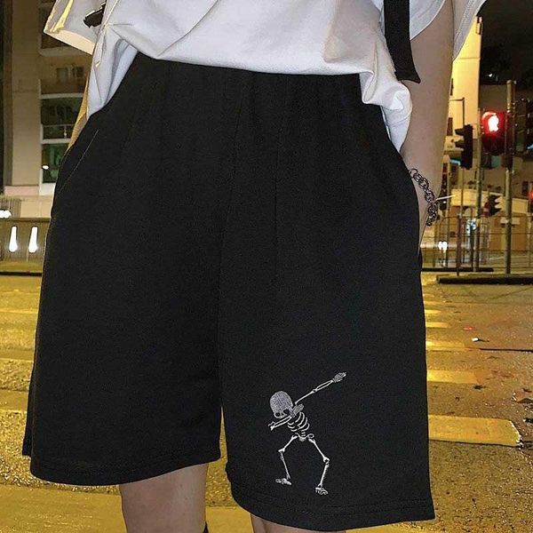 

women's shorts cale cotton skeleton embroidered harajuku bf casual students sports fashion, White;black