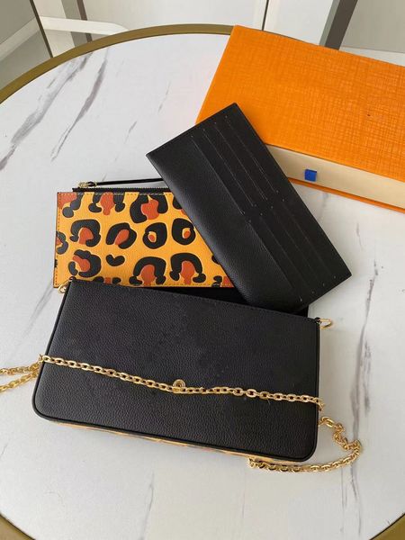 

luxurys designer bags purse woman fashion flap shoulder bag chain handbag with box m64065 wild at heart leopard series 3-piece set