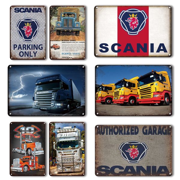 

retro chic scania parking only metal plaque tin sign vintage truck tin poster garage road sign decor personality art wall decor