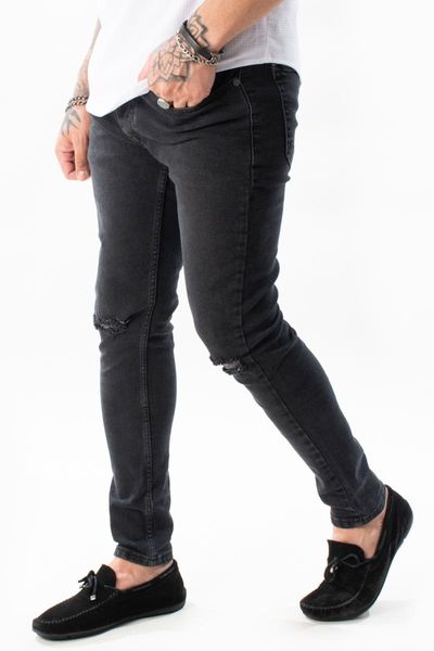 

men's jeans deepsea male slits lycra tight bell-bottomed pants 2104651, Blue