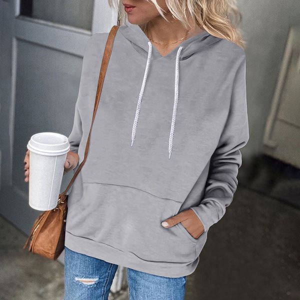 

women's jackets autumn solid winter long sleeve around neck pocket hoods with casual hoodie women's jerseys fp3x, Black;brown