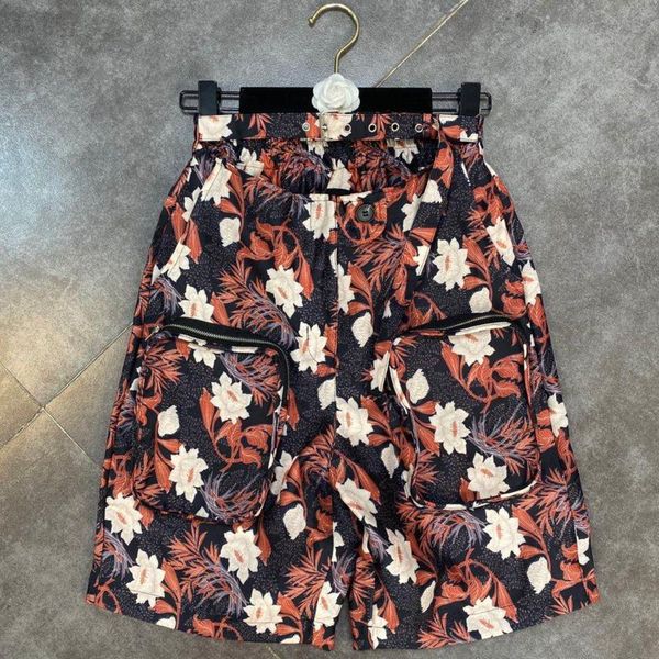 

summer design floral print high waist hollow out cargo shorts streetwear women fashion tide gb290 women's, White;black