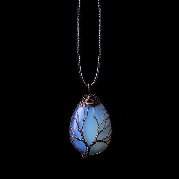

pendant necklaces deep sea charm blue crystal necklace men's and women's fashion jewelry vintage tree of life party gift, Silver