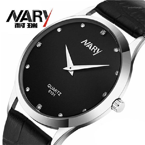 

nary simple men watches diamond leather strap quartz watch ultra thin mens relogio masculino reloje hombre wristwatches, Slivery;brown