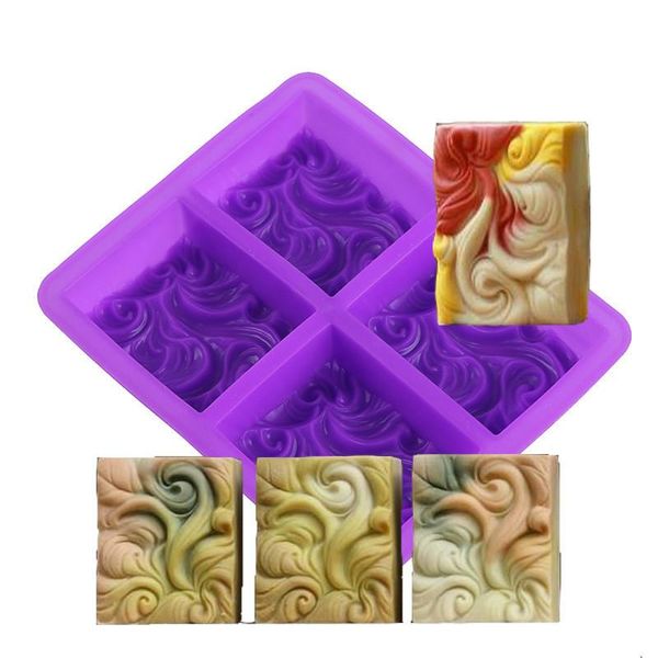 

craft tools 4-cavity wavy flower silicone handmade soap mold cake diy plaster essential oil