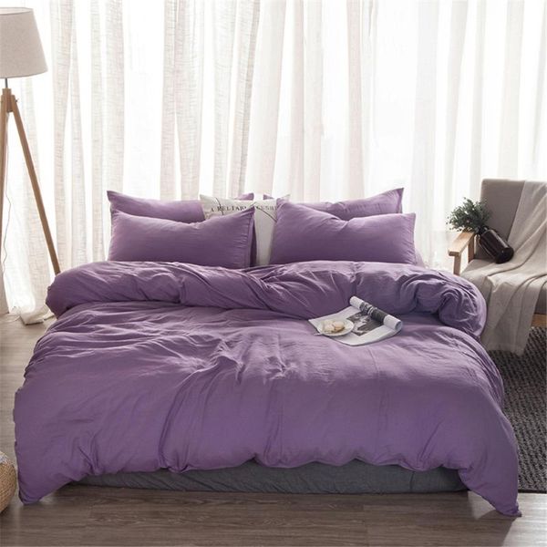 

bedding sets cotton set purple bedlinen twin  king duvet cover bed sheet pillowcase solid color bedclothes size