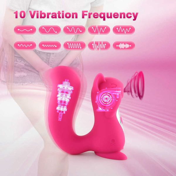 Vibrador em forma de esquilo bonito Brinquedos sexuais para mulheres Estimulador de clitóris Vibração mamilo para chupar vagina Massagem Dildo Brinquedos eróticos P0824