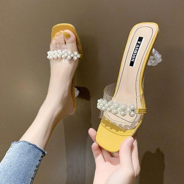 

slippers women classic summer leather sandals med chunky square heels pumps open toe female fashion party shoes cross-strap floral, Black