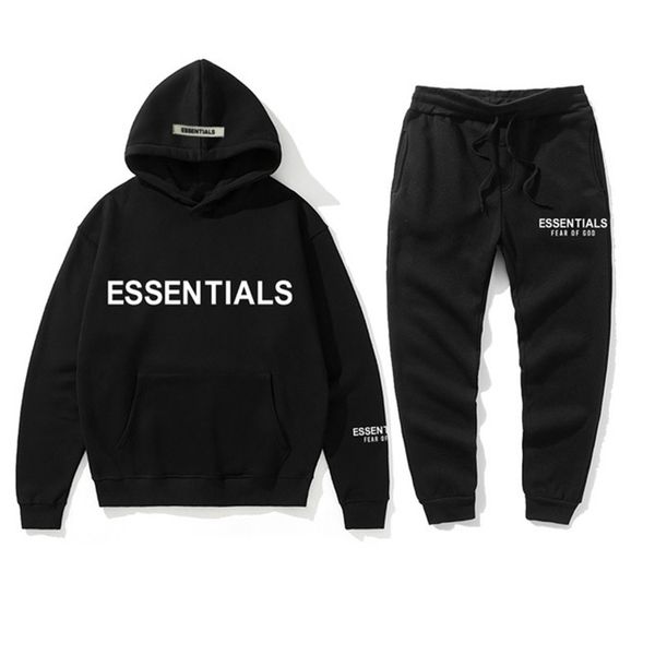

fear of go multi thread essential new suit chest soup print couple hoodie fog, Black