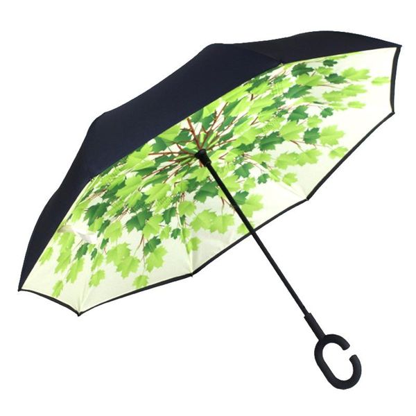 

umbrellas long handle reverse umbrella c- type hand double layer car