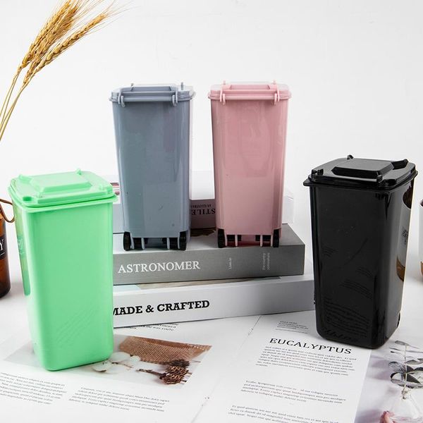 

waste bins mini desktrash can plastic with lid household clean desk
