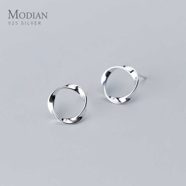 

minimalism round design 925 sterling silver push-back women fashion simple stud earrings jewelry brincos pendientes mujer 210707, Golden;silver