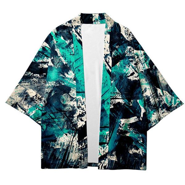 Roupa étnica Kimono Cardigan e Calça Set Cosplay Camiseta 2021 Homens Yukata Beach Blouse