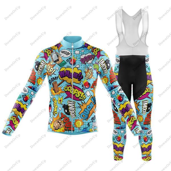 

racing sets men's cycling jersey long sleeve set mtb bike clothing hombre bicycle wear 9dgel bib pants suit equipment, Black;blue