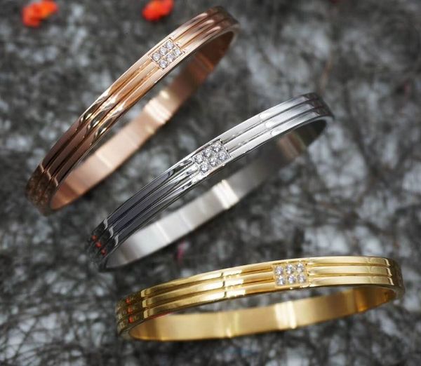 

bangles bracelets titanium steel lovers bracelet korean edition diamond inlaid simple women's valentine's day gift fmy40, Black