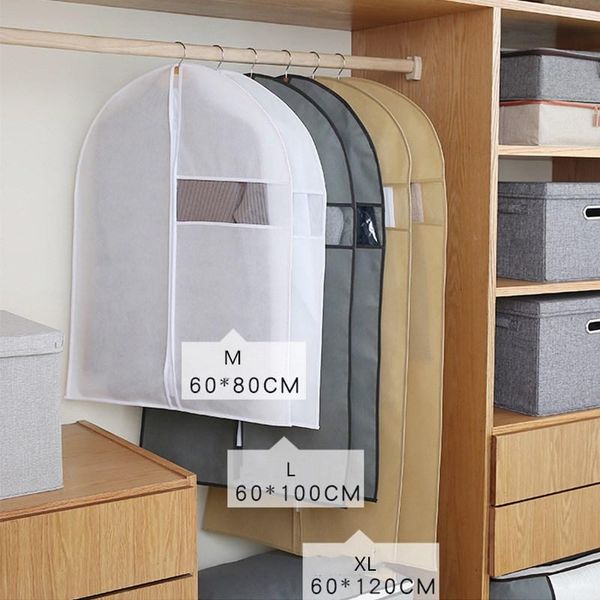

clothing & wardrobe storage m l xl clothes dust cover thickened non-woven hanging bag coat suit dustproof bags 6pcs/lot organizer