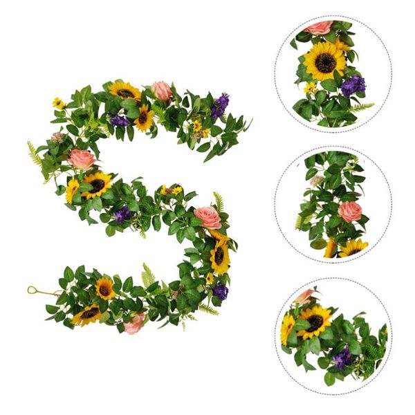 

1pc wedding sunflower rattan lifelike ornament artificial fake vine decorative flowers & wreaths