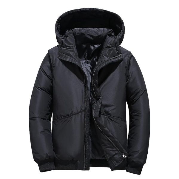 

men's down & parkas winter white duck jackets men hooded warm windbreak coats mens color casual overcoat, Black