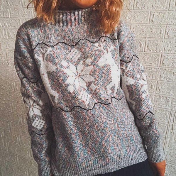 

women's sweaters women long sleeve round neck christmas santa xmas print sweater jumper winter pullover fit casual slim reindeer femal, White;black