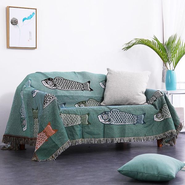 

blankets lucky koi fish sofa throw blanket decorative cobertor manta para sofa/beds sheet non-slip cover housewarming gift