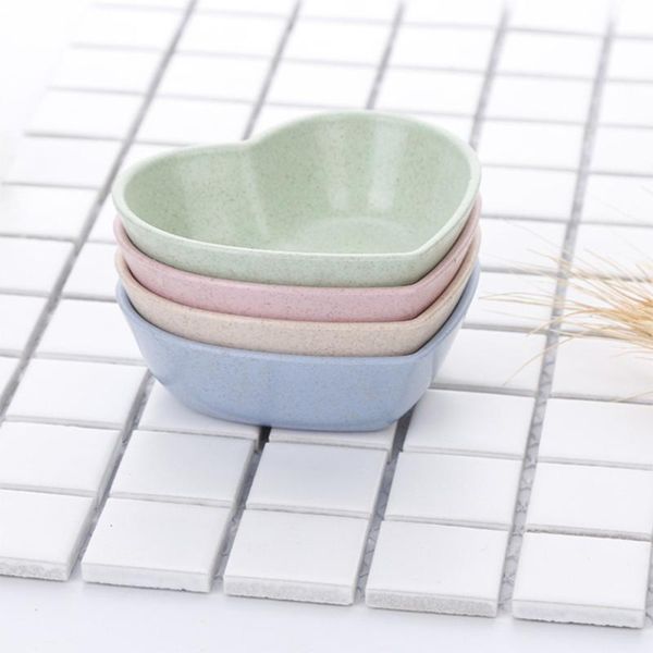 

cups & saucers 8pcs heart shaped saucer creative sauce seasoning dish snack food plates appetizer for home restaurant (assorted color)