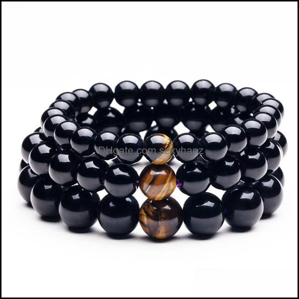 Braccialetti con perline, fili Gioielli Bracciale classico con perline da uomo Ematite nera Materiale pietra tigre Perimetro 18 mm Casual Party Geometrico Sh