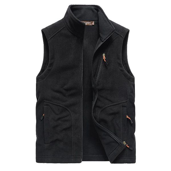 

men's vests autumn and winter vest plus velvet warmth sleeveless fleece outdoor jacket, Black;white