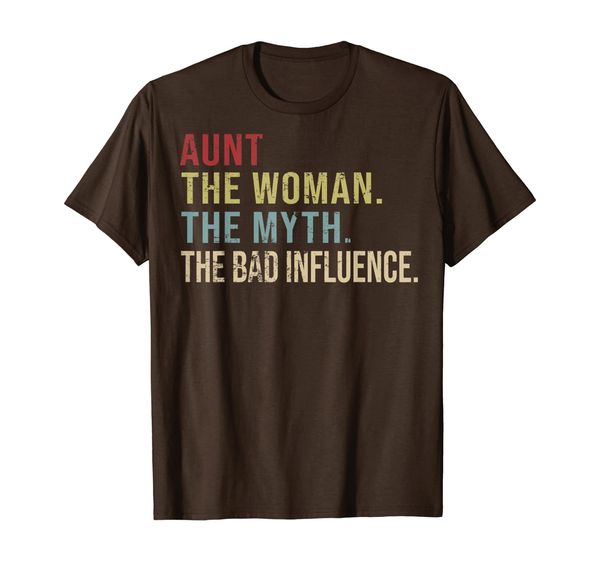 

vintage aunt the woman the myth the bad influence t-shirt, White;black