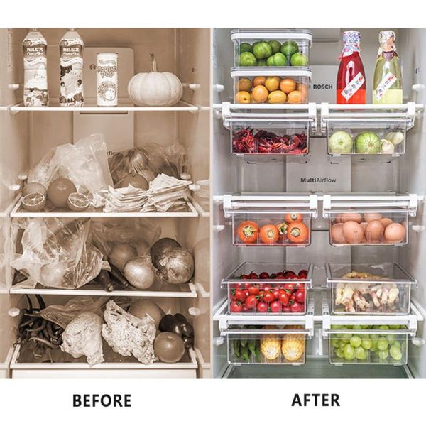 

storage bottles & jars refrigerator drawer type transparent box fresh-keeping 1/4/8 compartment