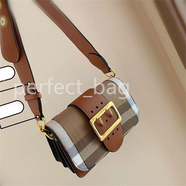 

women's slant bag stylish shoulder strap leather stitching check color clasp purse