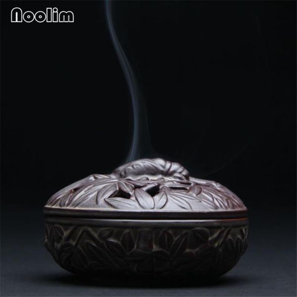 

fragrance lamps antique bamboo carved coil incense burner handmade hollow cover ceramic stick holder home office decoration